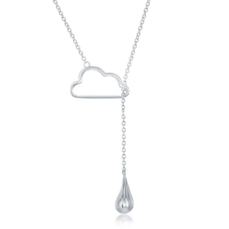 Best necklaces and pendants with art deco elements for a vintage, glamorous design-Sterling Silver Cloud and Hanging Raindrop Necklace