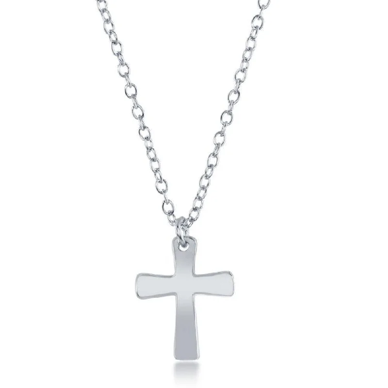 Necklaces and pendants with feather designs for a boho-chic, carefree vibe-Sterling Silver Cross Design Necklace