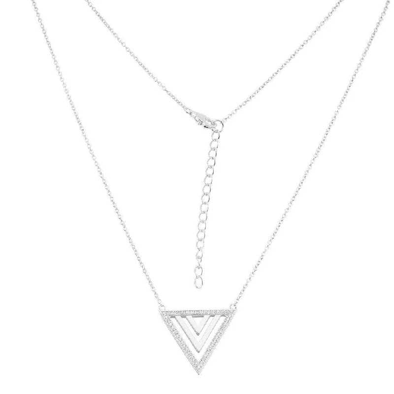 Beautiful necklaces and pendants with moon and star charms for a dreamy effect-Sterling Silver CZ and Shiny Open Triangles Necklace