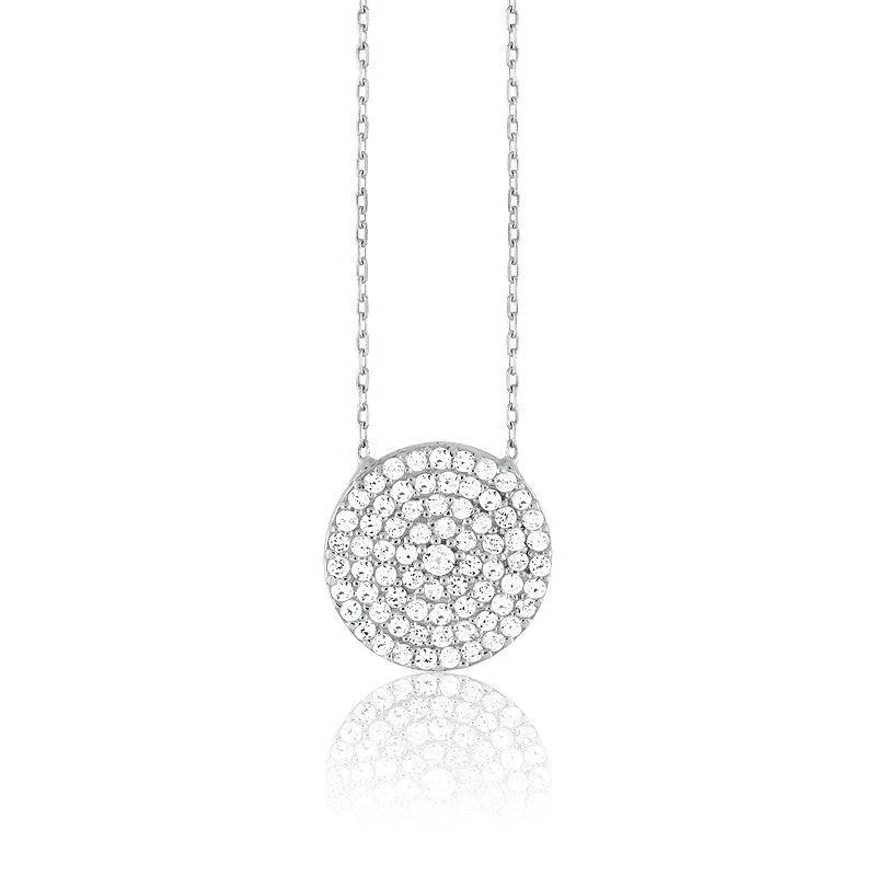 Best necklaces and pendants with matching earrings for a coordinated, elegant look-Sterling Silver CZ Disc Design Necklace