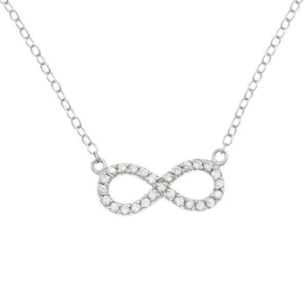 Personalized necklaces and pendants with name engravings for a custom touch-Sterling Silver CZ Reversible Infinity Necklace