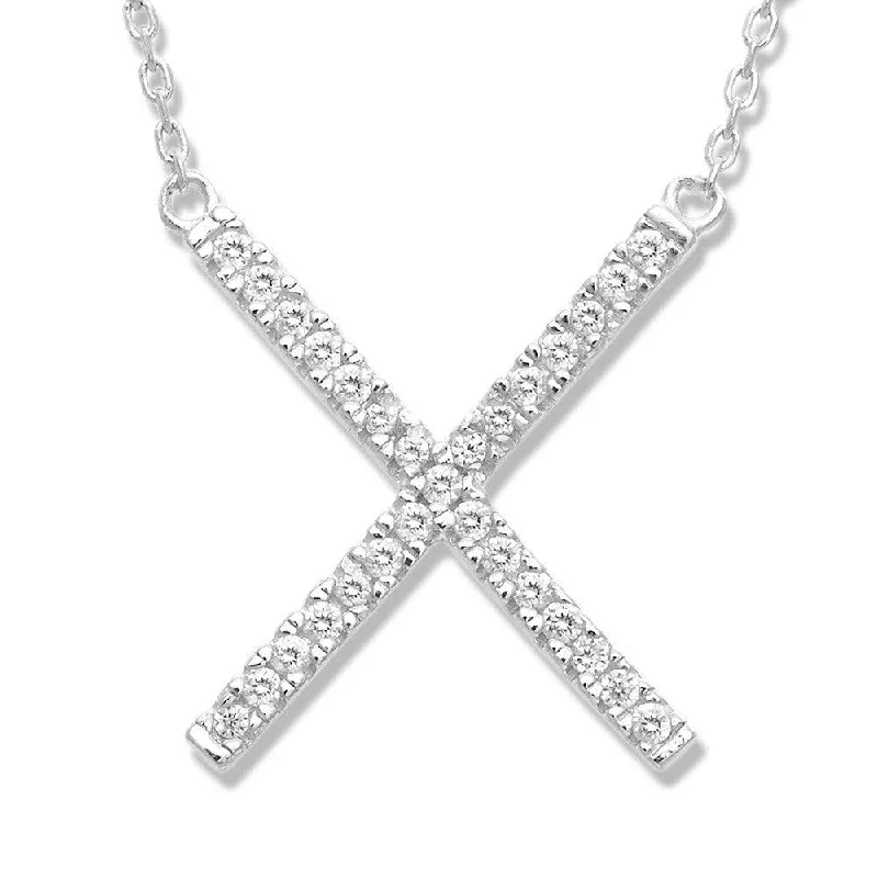 Best necklaces and pendants with cubic zirconia for a budget-friendly dazzling effect-Sterling Silver CZ X Design Necklace