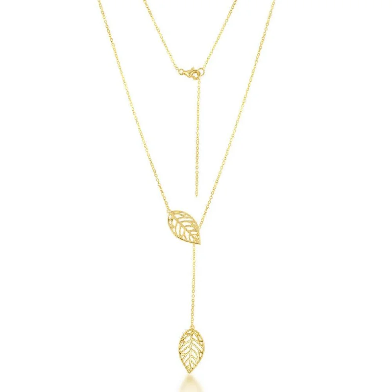 Necklaces and pendants with ocean-inspired designs for a refreshing, beachy feel-Sterling Silver Gold Leaf Hanging Chain Necklace