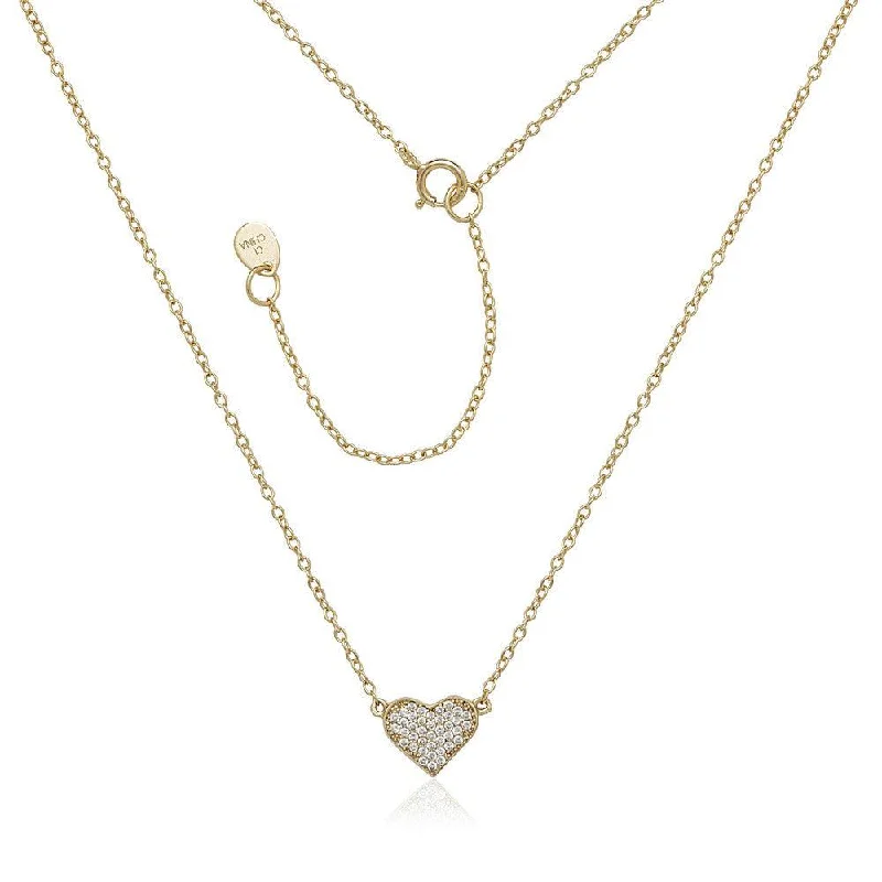 Necklaces and pendants with zodiac constellation designs for an astrological touch-Sterling Silver Gold Plated CZ Heart Necklace