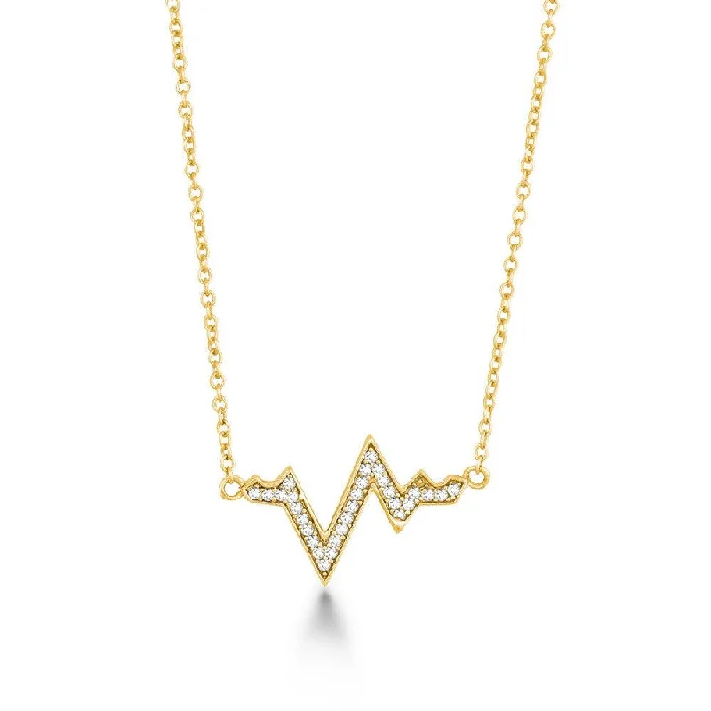 Beautiful necklaces and pendants with geometric shapes for a modern, artistic design-Sterling Silver Gold Plated CZ Heartbeat Necklace