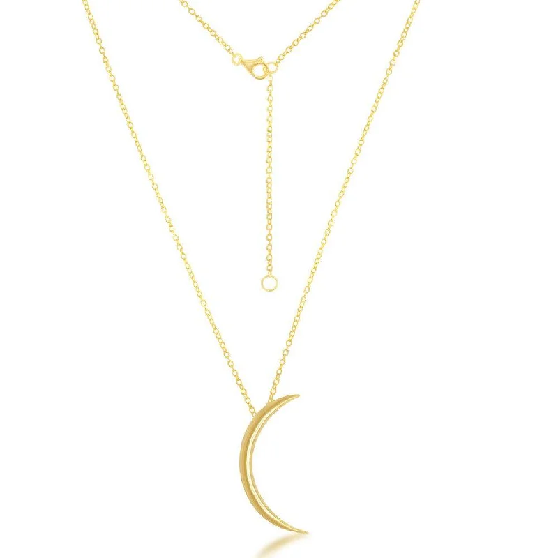 Necklaces and pendants with lotus flower designs for a spiritual, peaceful vibe-Sterling Silver Gold Plated Thin Crescent Moon Necklace