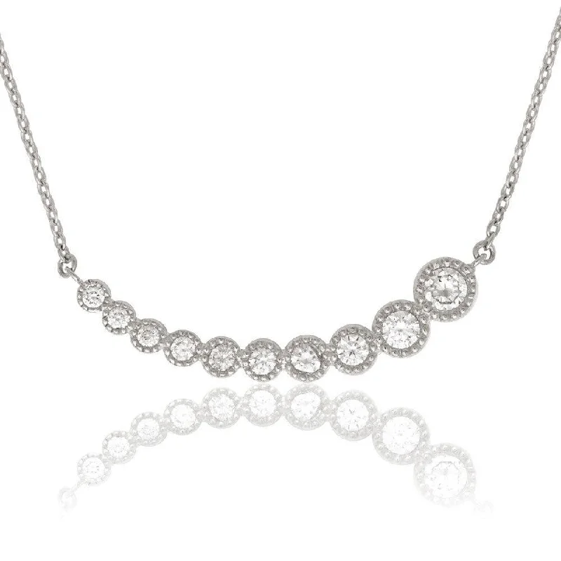 Elegant necklaces and pendants with gold chains for a chic, timeless appearance-Sterling Silver Graduating CZ Curved Necklace