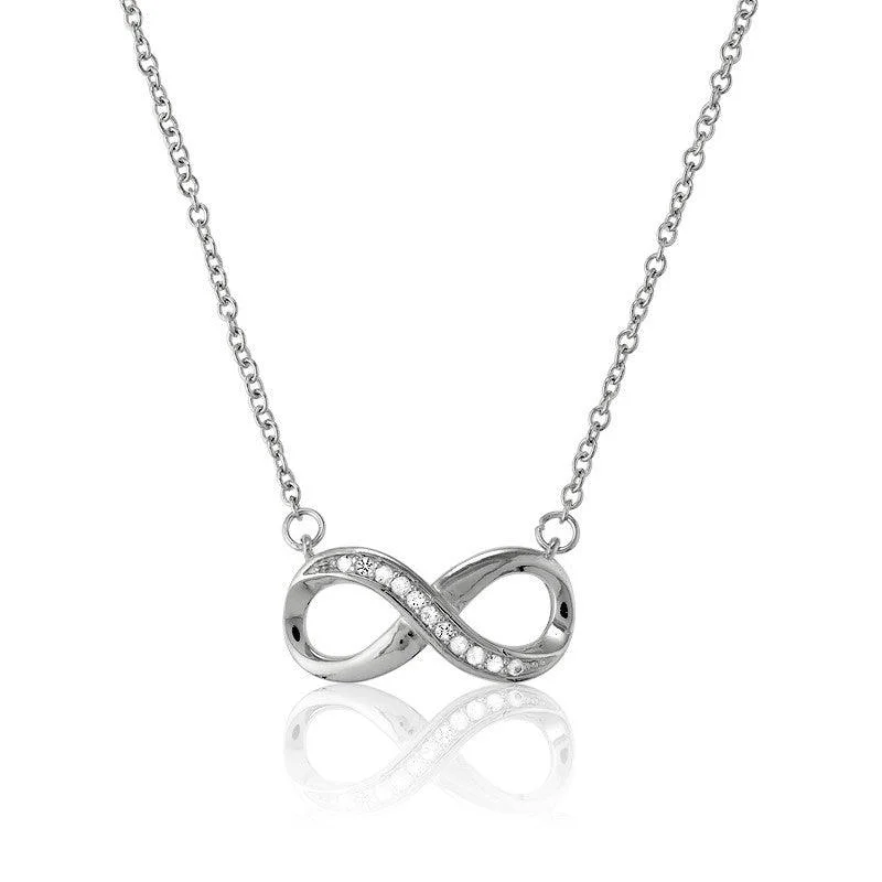 Necklaces and pendants with pearls for a classic and sophisticated touch-Sterling Silver Half White Topaz Infinity Necklace