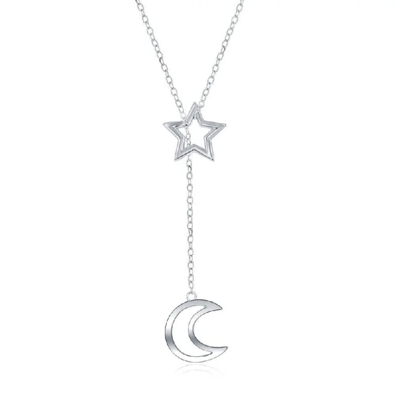 Best necklaces and pendants with cubic zirconia for a budget-friendly dazzling effect-Sterling Silver Hanging Crescent Moon Necklace