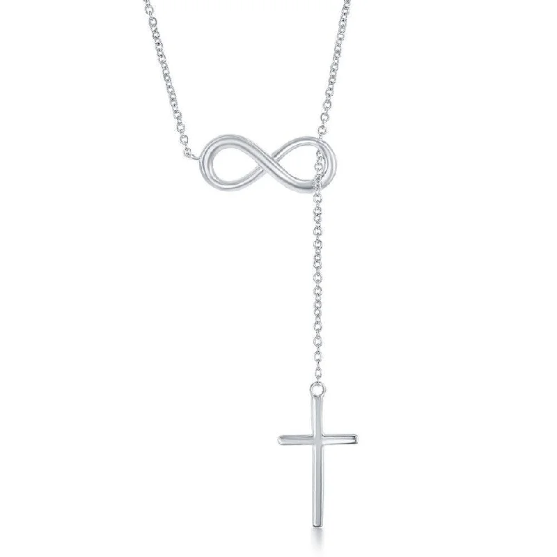 Beautiful necklaces and pendants with geometric shapes for a modern, artistic design-Sterling Silver Infinity and Cross Necklace