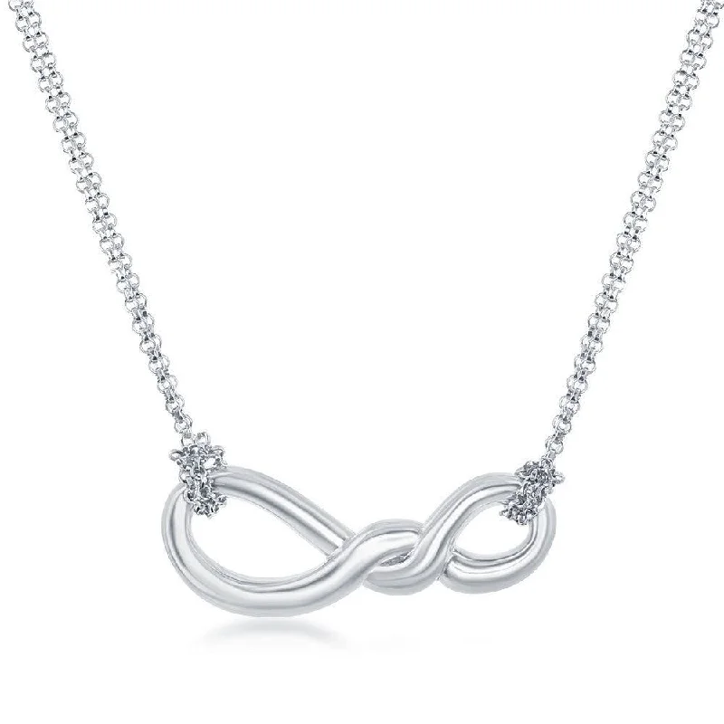 Best necklaces and pendants with butterfly pendants for a delicate, light style-Sterling Silver Infinity Double Strand Necklace