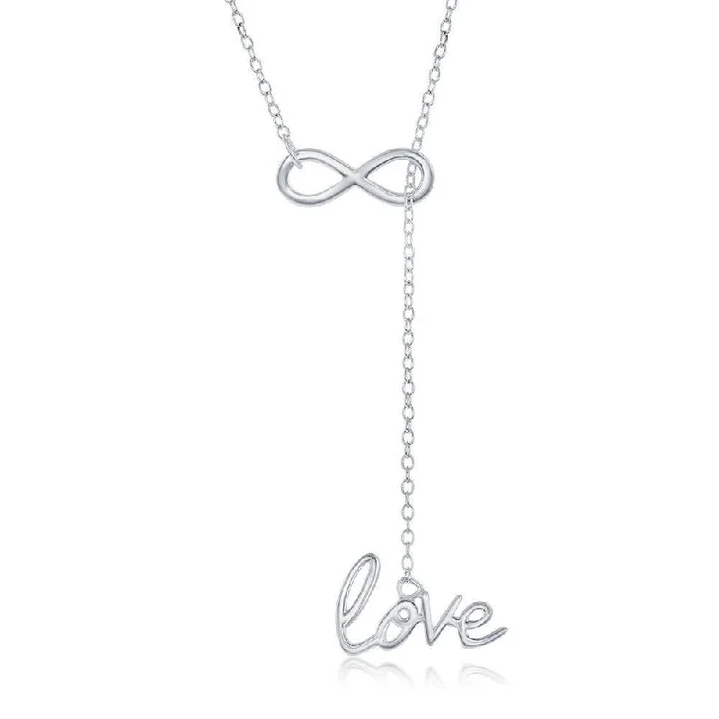 Best necklaces and pendants with matching earrings for a coordinated, elegant look-Sterling Silver Infinity with Hanging Love Necklace