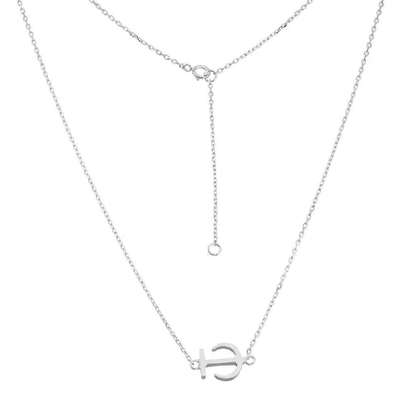 Necklaces and pendants with clear quartz for a pure and radiant look-Sterling Silver Matte Anchor Design Necklace