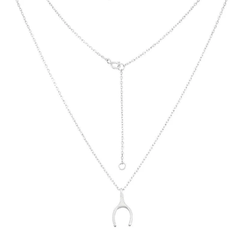 Best necklaces and pendants with heart-shaped lockets for a sentimental keepsake-Sterling Silver Matte Wishbone Design Necklace