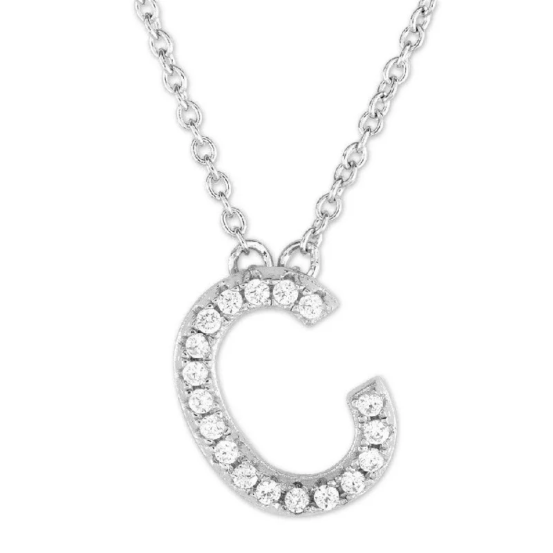 Personalized necklaces and pendants with initials for a customized and meaningful gift-Sterling Silver Micro Pave "C" Pendant Necklace