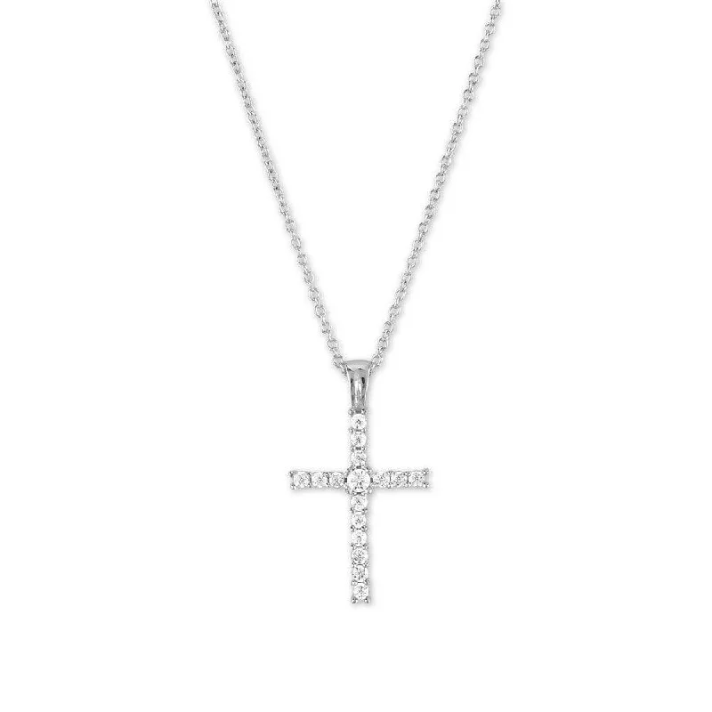 Necklaces and pendants with clear quartz for a pure and radiant look-Sterling Silver Micro Pave Cross Pendant Necklace