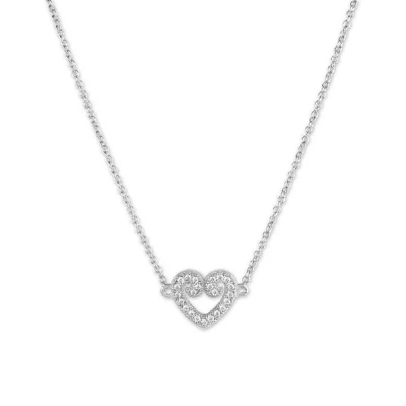 Necklaces and pendants with diamond pendants for a luxurious sparkling effect-Sterling Silver Micro Pave Curled Heart Necklace