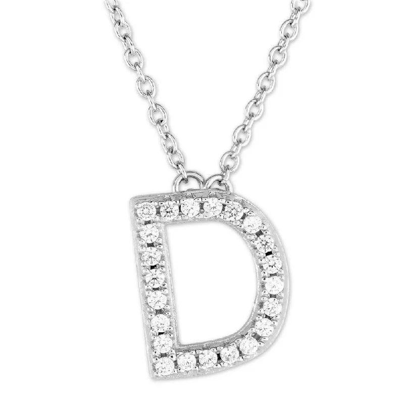 Best necklaces and pendants with crystal accents for a sparkling and elegant style-Sterling Silver Micro Pave "D" Pendant Necklace