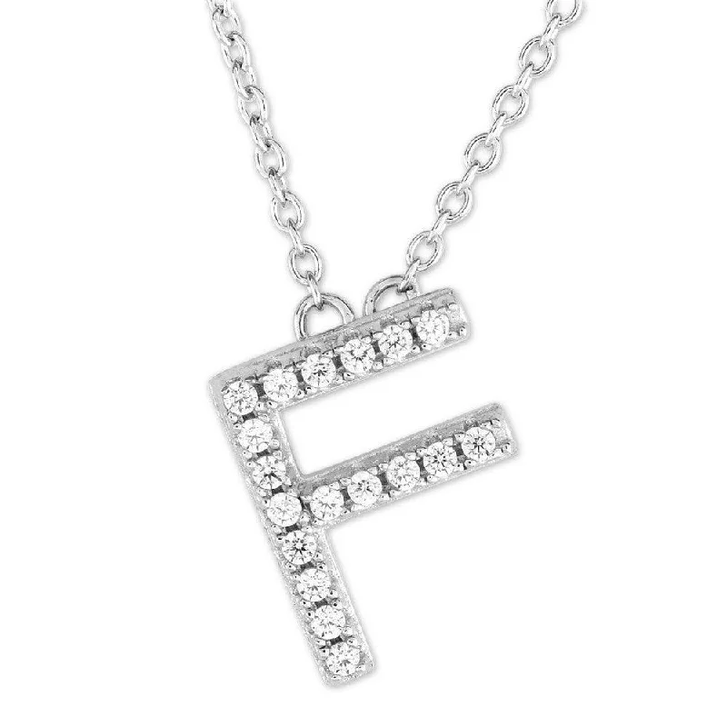 Personalized necklaces and pendants with name engravings for a custom touch-Sterling Silver Micro Pave "F" Pendant Necklace