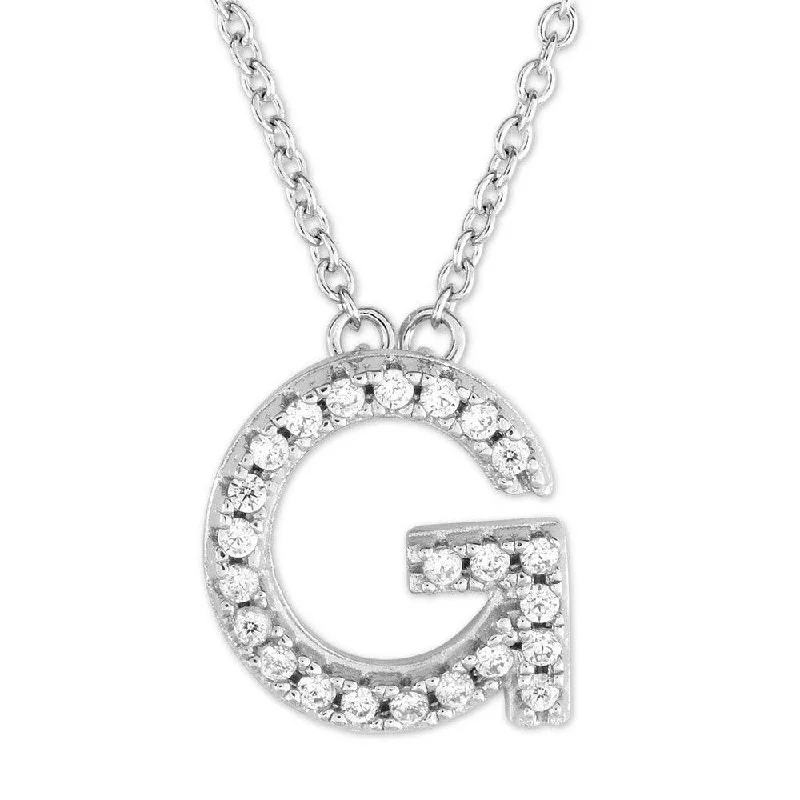 Best necklaces and pendants for weddings with matching designs for bride and groom-Sterling Silver Micro Pave "G" Pendant Necklace