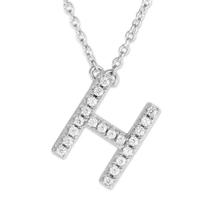 Stylish necklaces and pendants with diamonds for a glamorous and elegant look-Sterling Silver Micro Pave "H" Pendant Necklace