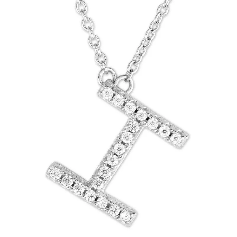 Necklaces and pendants with engraved messages for a deeply personal, sentimental gift-Sterling Silver Micro Pave "I" Pendant Necklace