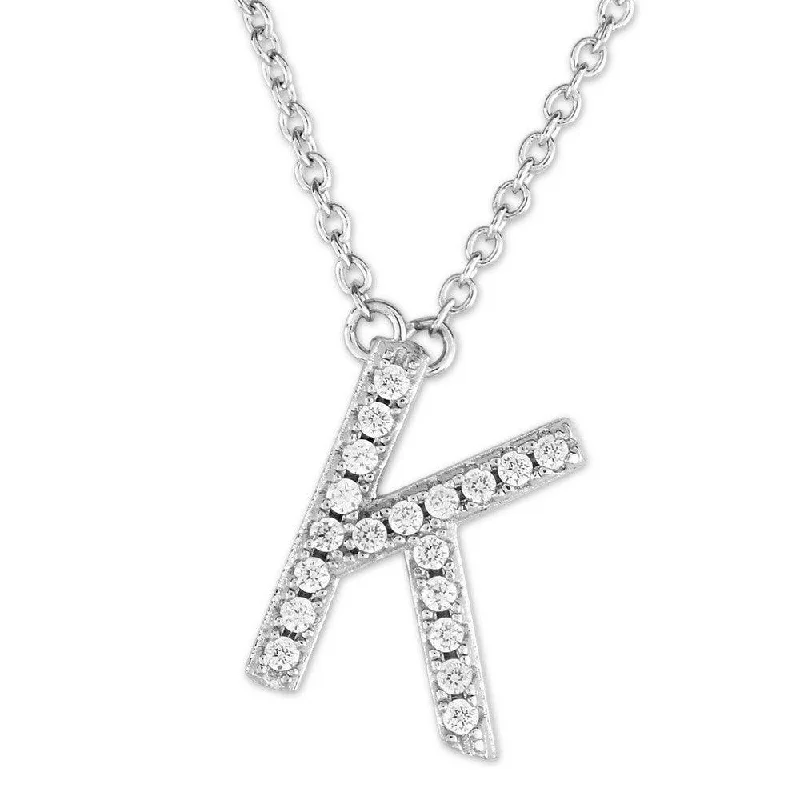 Best necklaces and pendants with layered designs for a chic, stacked look-Sterling Silver Micro Pave "K" Pendant Necklace