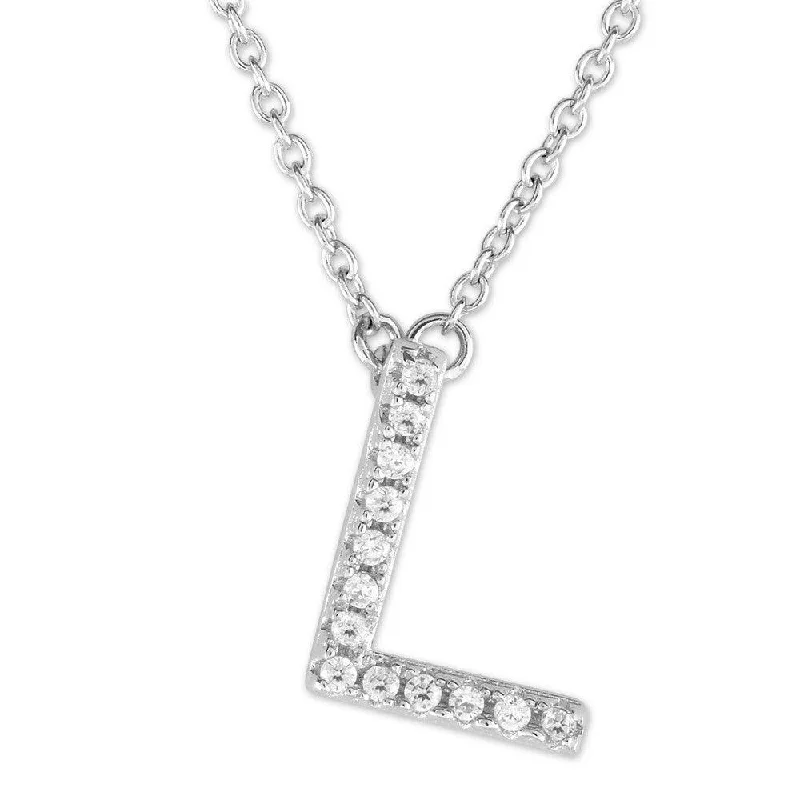 Beautiful necklaces and pendants with moon and star charms for a dreamy effect-Sterling Silver Micro Pave "L" Pendant Necklace