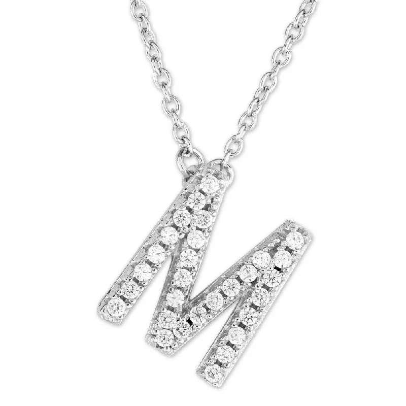 Best necklaces and pendants with cross pendants for a spiritual, meaningful symbol-Sterling Silver Micro Pave "M" Pendant Necklace