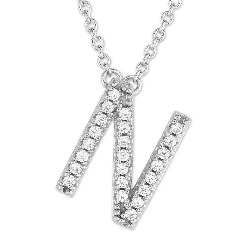 Best necklaces and pendants with infinity hearts for a romantic, eternal symbol-Sterling Silver Micro Pave "N" Pendant Necklace