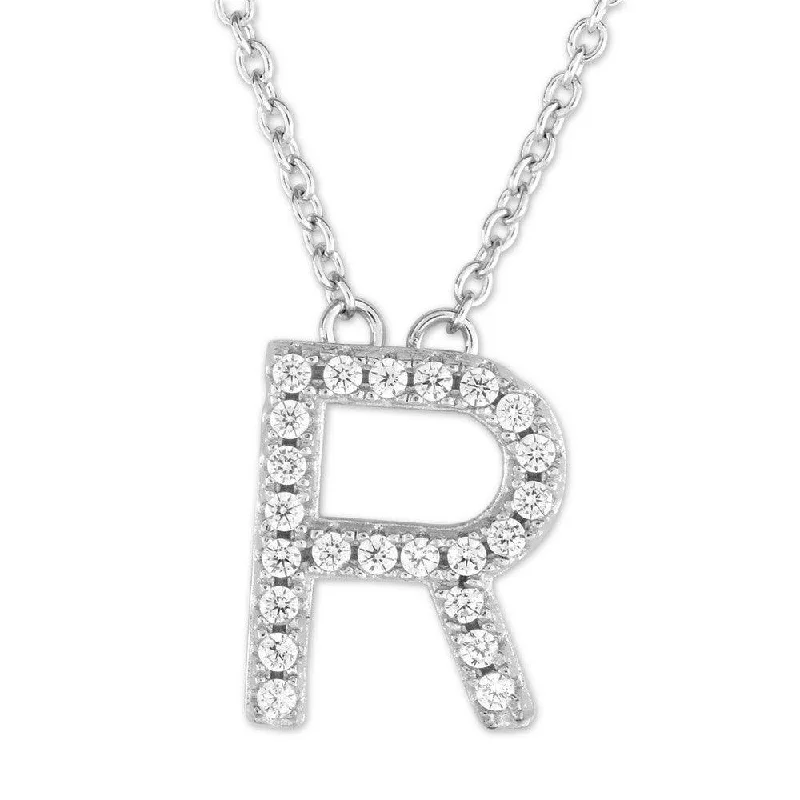 Necklaces and pendants with infinity love symbols for an eternal, romantic gesture-Sterling Silver Micro Pave "R" Pendant Necklace