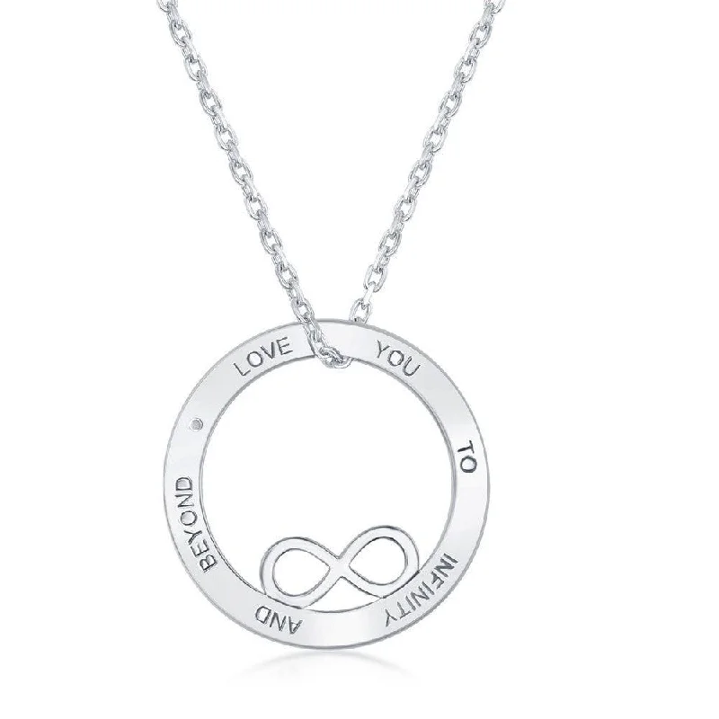 Best necklaces and pendants for weddings with matching designs for bride and groom-Sterling Silver Open Circle with Infinity Necklace