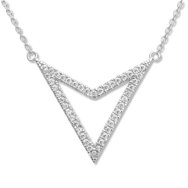 Best necklaces and pendants with opal and gold for a vibrant, luxurious contrast-Sterling Silver Open CZ Arrow Necklace