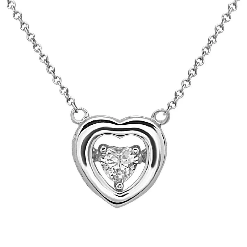 Best necklaces and pendants with silver chains for a sleek, timeless look-Sterling Silver Open Heart with Dancing CZ Necklace