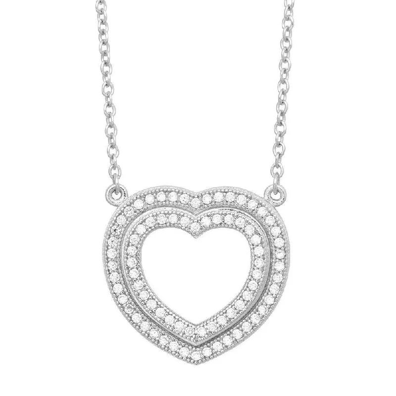 Best necklaces and pendants with seashell designs for a tropical, beachy vibe-Sterling Silver Open Micro Pave Heart Necklace