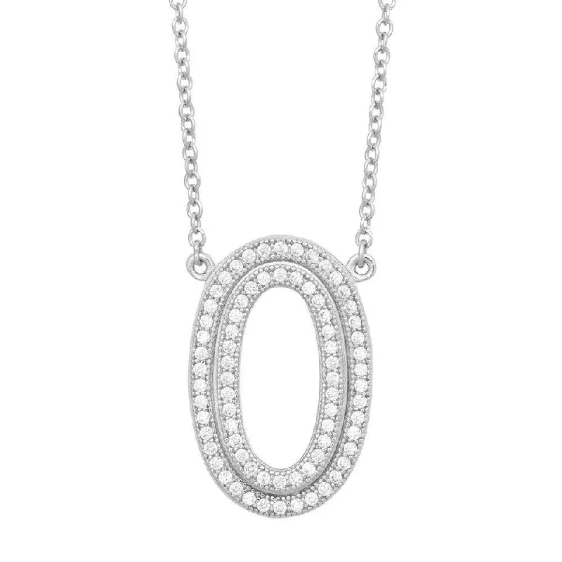 Best necklaces and pendants with statement designs for a fashionable accessory-Sterling Silver Open Micro Pave Oval Necklace