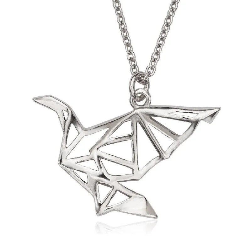 Beautiful necklaces and pendants with diamond-encrusted designs for maximum sparkle-Sterling Silver Open Origami Bird Necklace