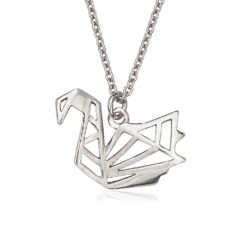 Best necklaces and pendants with butterfly wings for a delicate, graceful style-Sterling Silver Open Origami Swan Necklace