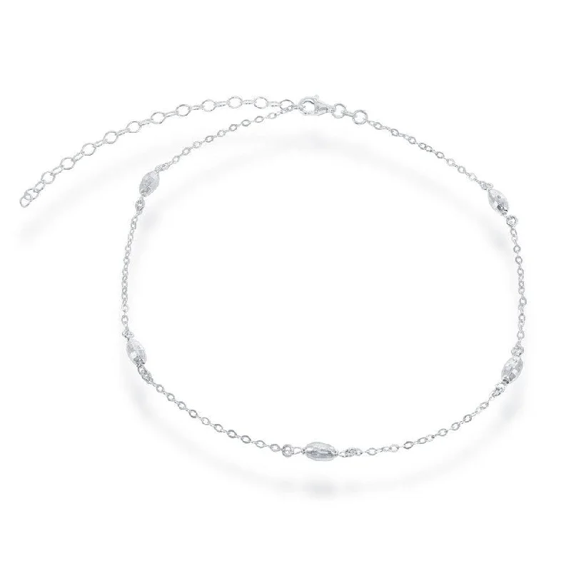 Necklaces and pendants with love knot designs for a romantic, meaningful symbol-Sterling Silver Oval Bead Choker Necklace