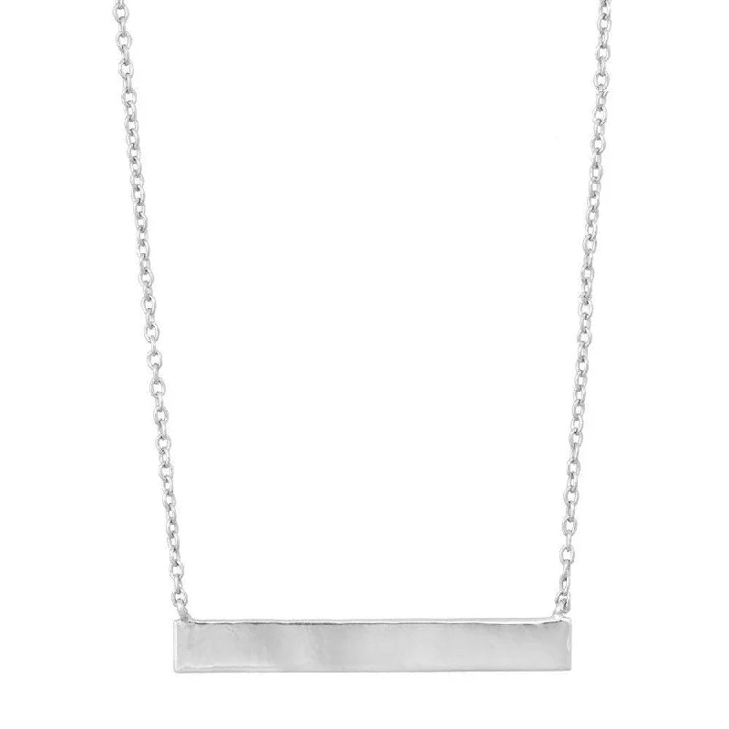 Best necklaces and pendants with intricate filigree for vintage-inspired elegance-Sterling Silver Plain Sideways Bar Necklace