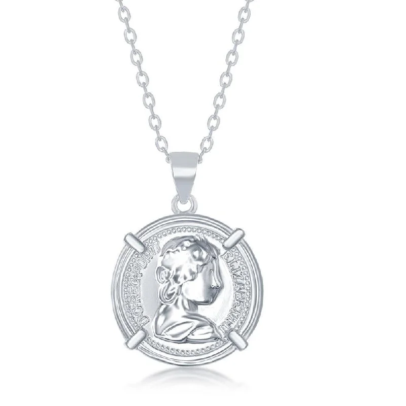 Stunning necklaces and pendants with ruby and diamond combinations for a luxurious effect-Sterling Silver Queen Elizabeth Coin Necklace