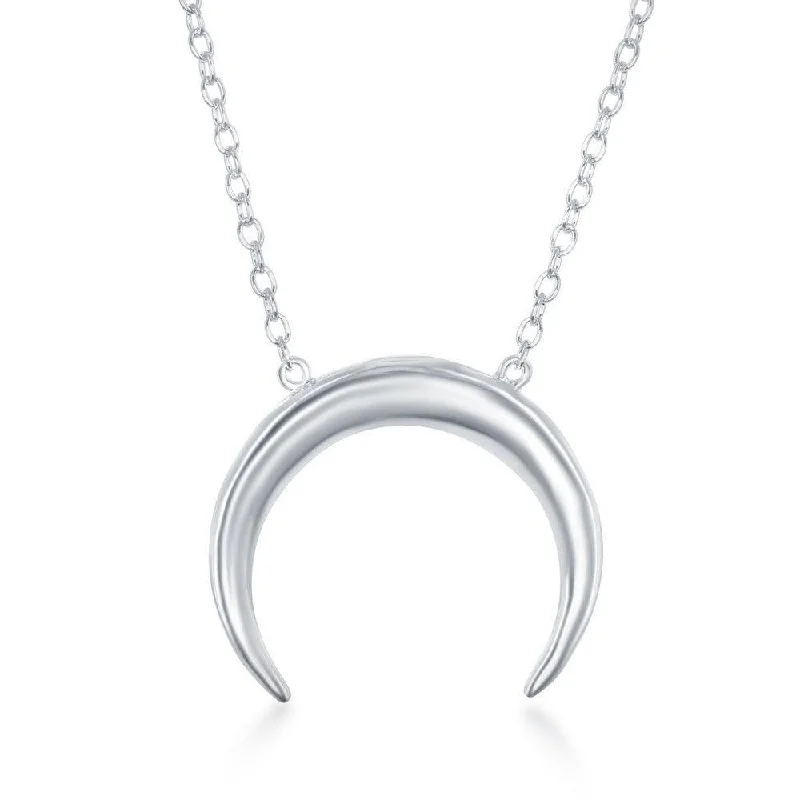 Necklaces and pendants with infinity love symbols for an eternal, romantic gesture-Sterling Silver Reverse Horn Design Necklace