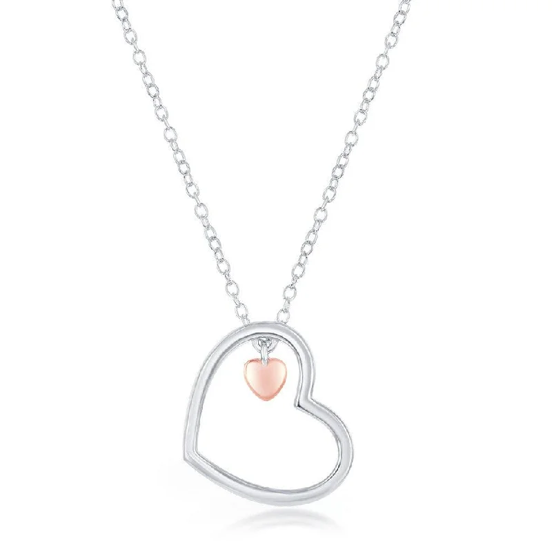 Best necklaces and pendants with sterling silver for an affordable yet stylish choice-Sterling Silver Rose Gold Heart Charm Necklace