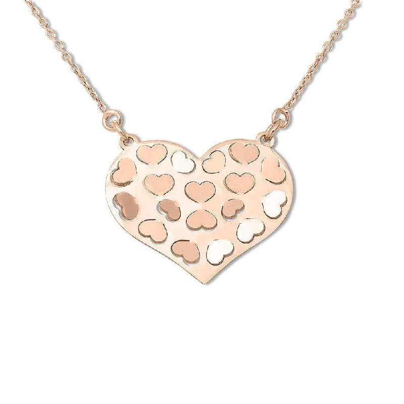 Necklaces and pendants with pearls for a classic and sophisticated touch-Sterling Silver Rose Gold Hearts Necklace