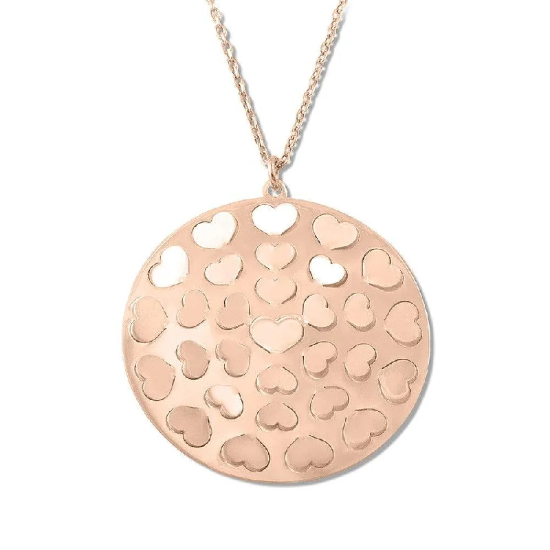 Best necklaces and pendants with heart-shaped designs for a romantic look-Sterling Silver Rose Gold Hearts Round Necklace