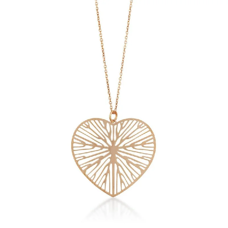 Best necklaces and pendants with heart-shaped lockets for a sentimental keepsake-Sterling Silver Rose Gold Large Open Heart Necklace