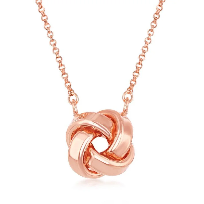 Best necklaces and pendants with adjustable chains for a customizable fit-Sterling Silver Rose Gold Plated Love Knot Necklace