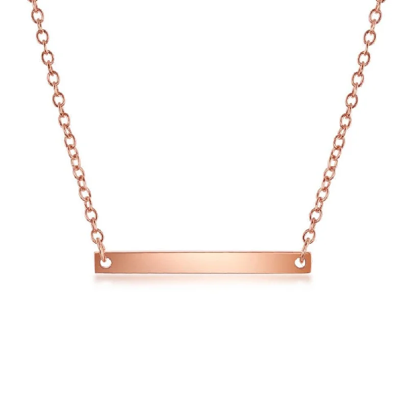 Simple necklaces and pendants with bar pendants for a sleek modern design-Sterling Silver Rose Gold Small Bar Necklace