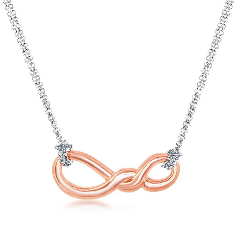 Best necklaces and pendants with minimalist pendants for a sleek, understated look-Sterling Silver Rose GP Infinity Knot Double Strand Necklace