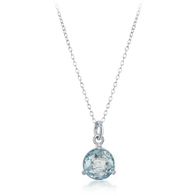 Best necklaces and pendants with butterfly pendants for a delicate, light style-Sterling Silver Round Blue Topaz Triple Prong Necklace